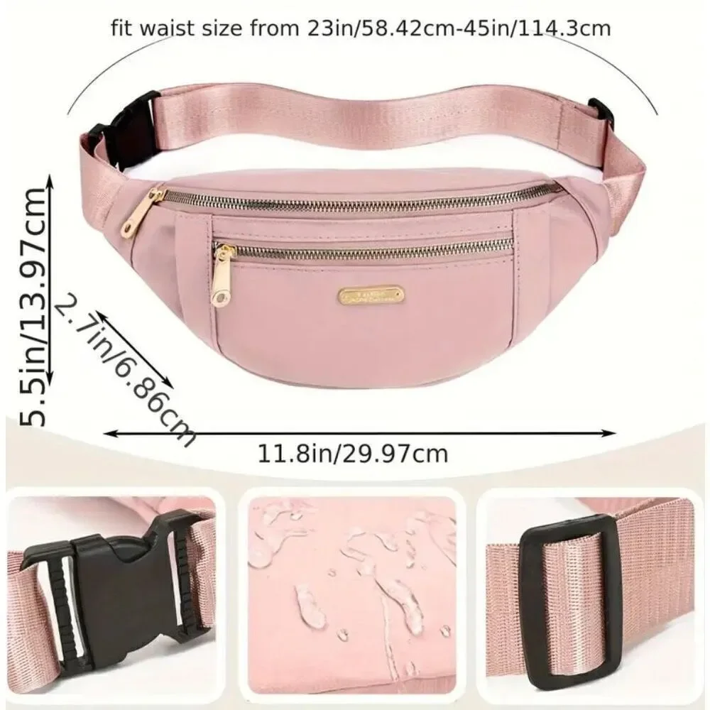 NWT Gorgeous Grey Nylon Sling Bag Fanny Pack w Many Compartments double zipper